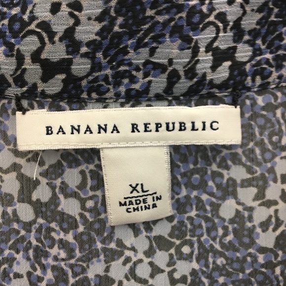 Banana Republic Blue Sheer Button Down Tunic XL - Picture 4 of 10